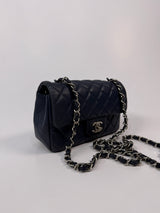 Chanel Mini Rectangle Flap Bag In Navy Lambskin With SHW