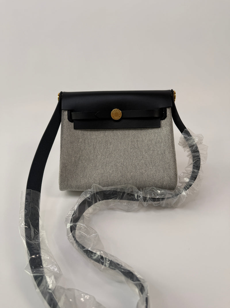 Hermès Herbag Zip 20 Ecru Beige Viking Canvas and Nior Vache GHW