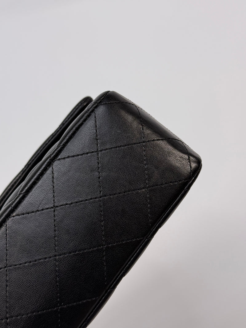 Chanel Medium Classic Double Flap Black Lambskin Leather With SHW