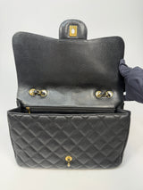 Chanel Classic Jumbo Single Flap In Black Caviar Leather With GHW