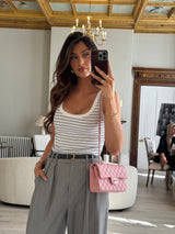 Chanel Small Classic Double Flap In Pink Caviar Leather With GHW