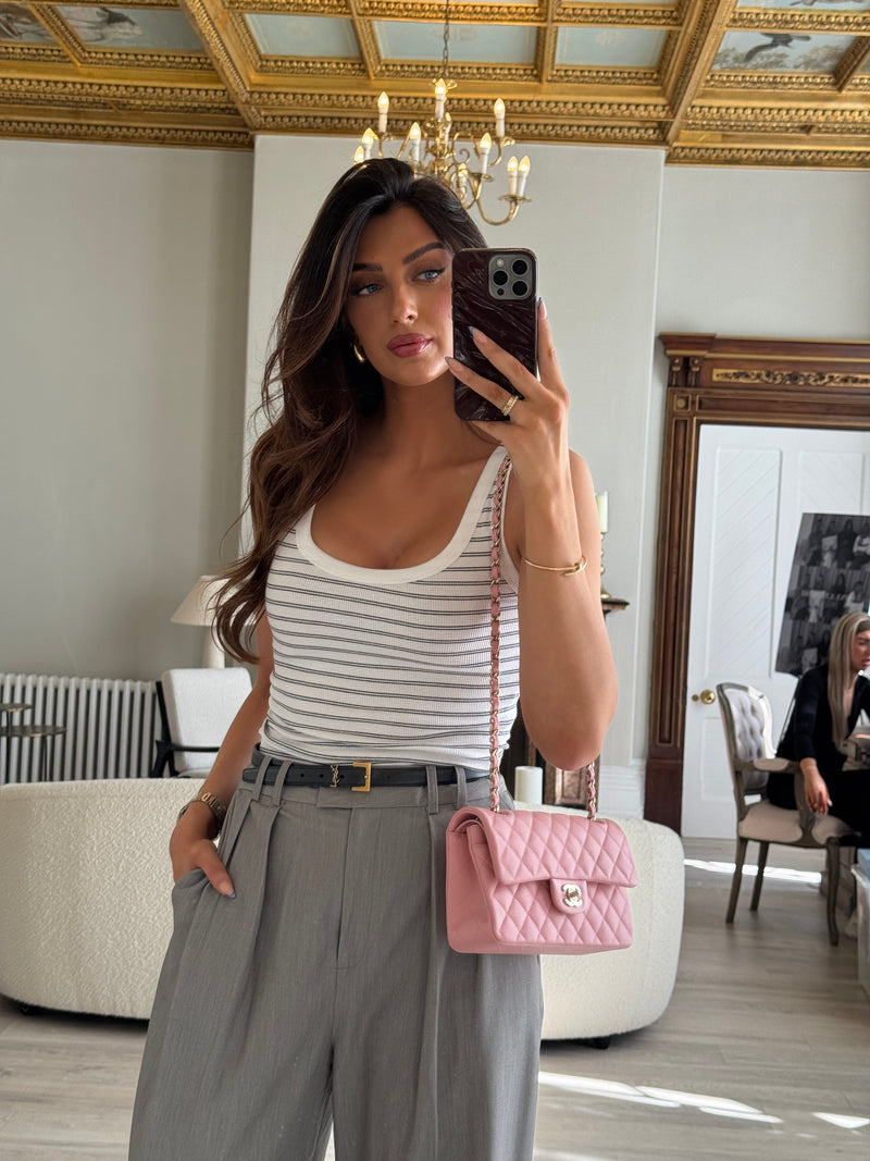 Chanel Small Classic Double Flap In Pink Caviar Leather With GHW