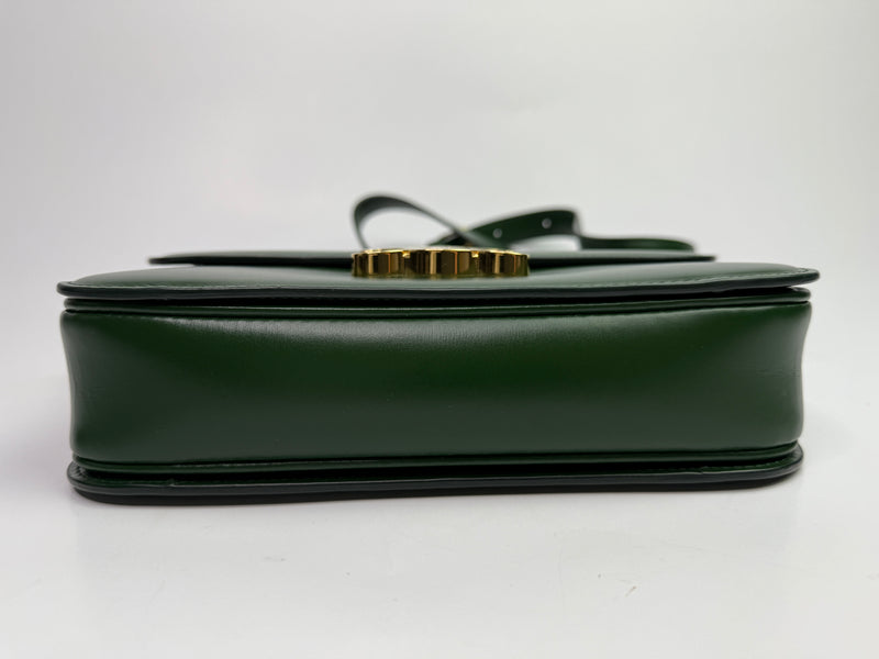 Celine Classique Medium Triomphe Bag In Green Calfskin
