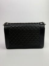 Chanel Boy Bag Large In Black Calfskin Leather SHW