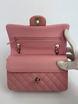 Chanel Small Classic Double Flap In Pink Caviar Leather With GHW