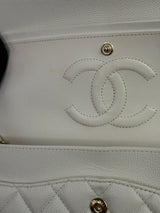 Chanel Medium Classic Double Flap White Caviar Leather With GHW