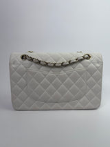 Chanel Medium Classic Double Flap White Caviar Leather With GHW