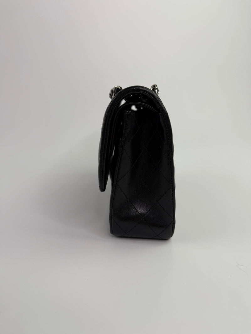 Chanel Medium Classic Double Flap Black Lambskin Leather With SHW