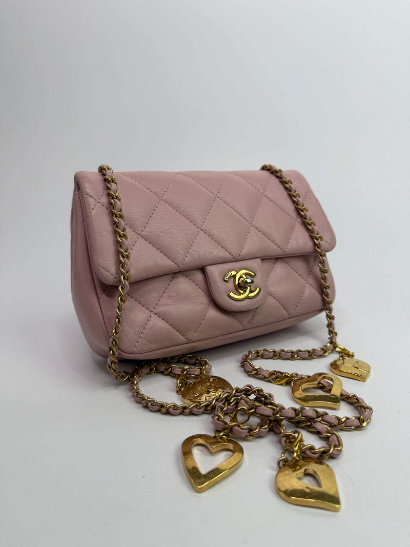 Chanel Mini Heart Charms Flap Antique Gold Hardware