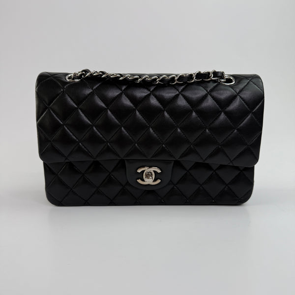 Chanel Medium Classic Double Flap Black Lambskin Leather With SHW