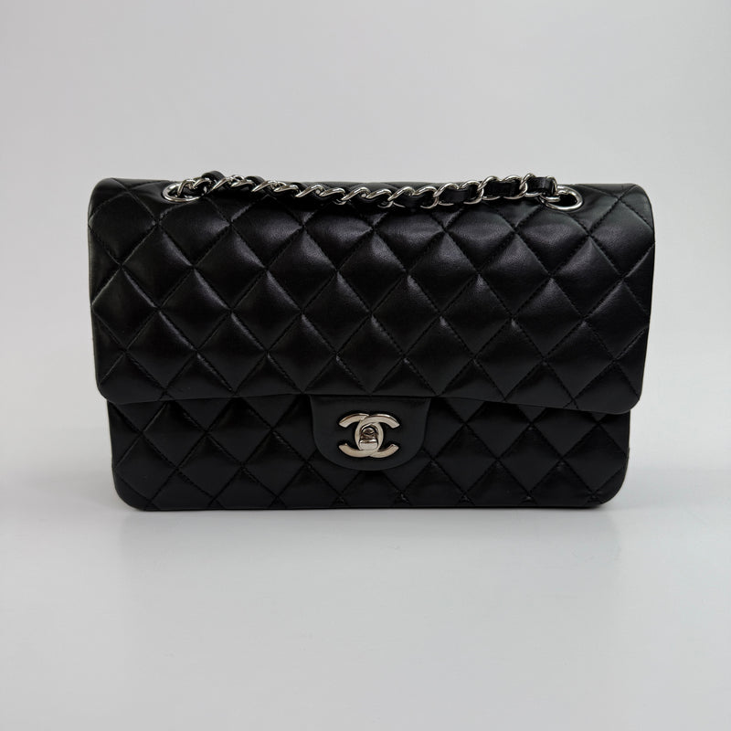 Chanel Medium Classic Double Flap Black Lambskin Leather With SHW