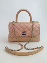 Chanel Small Coco In Iridescent Pink Caviar With Rainbow Hardware