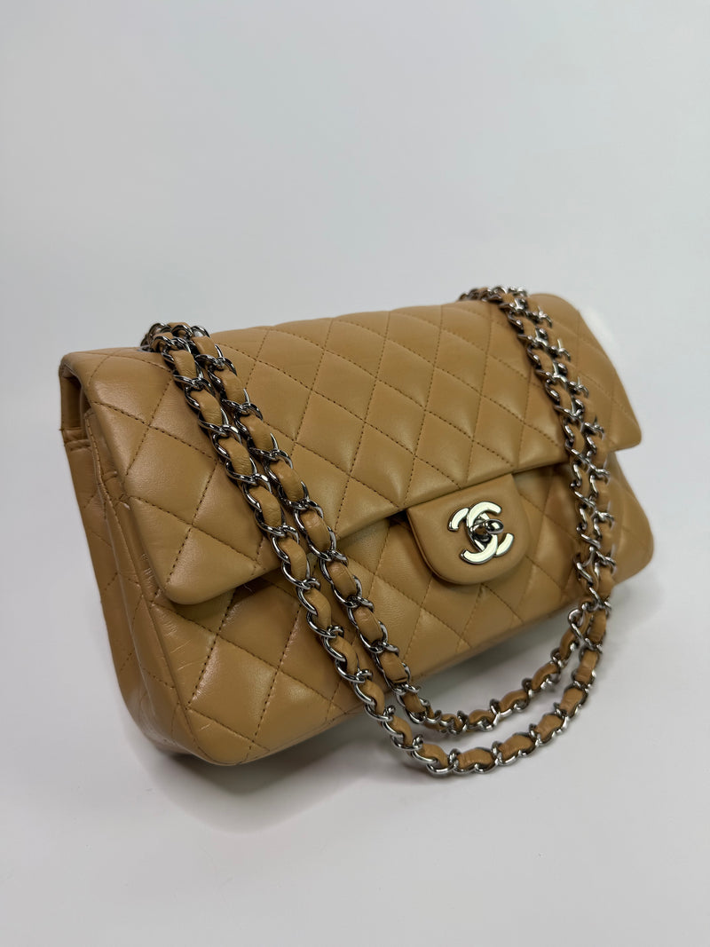 Chanel Medium Classic Double Flap Beige Lambskin With SHW