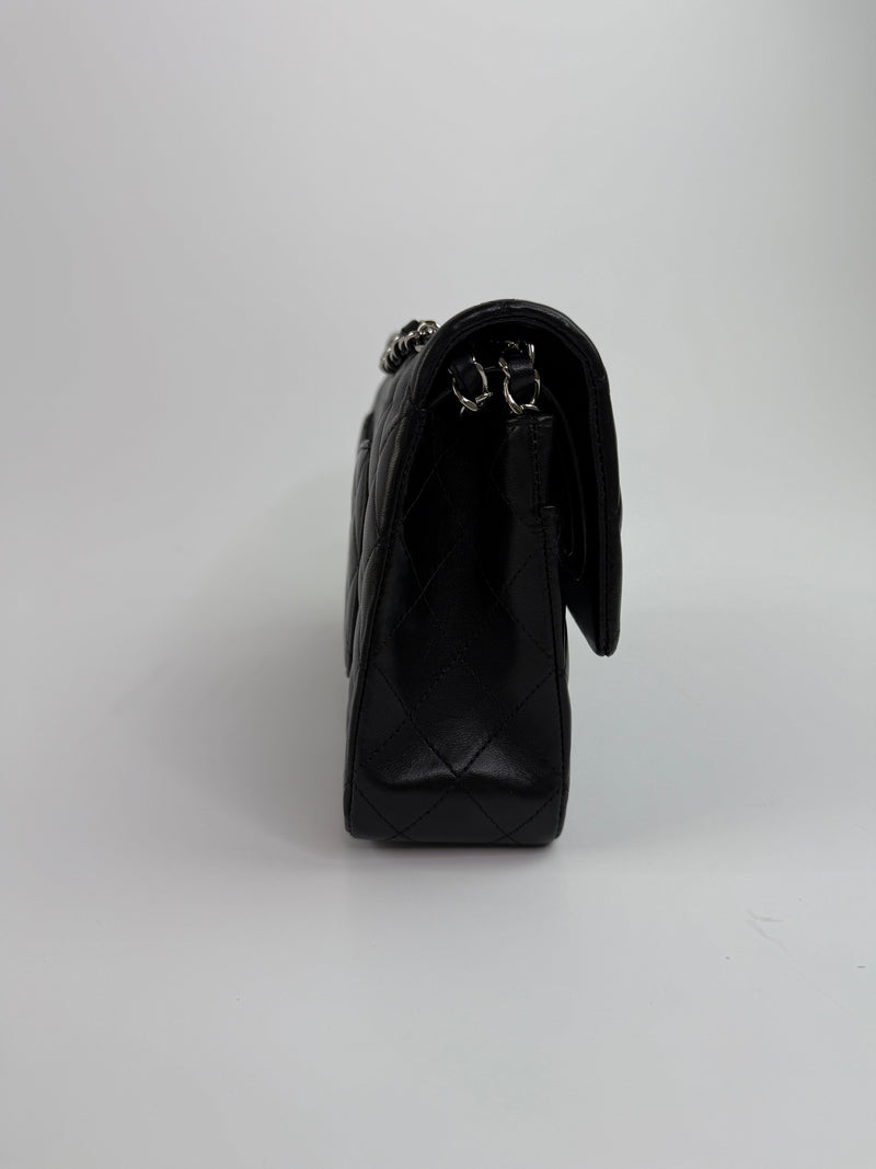 Chanel Medium Classic Double Flap Black Lambskin Leather With SHW