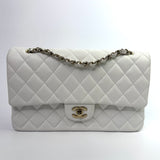 Chanel Medium Classic Double Flap White Caviar Leather With GHW