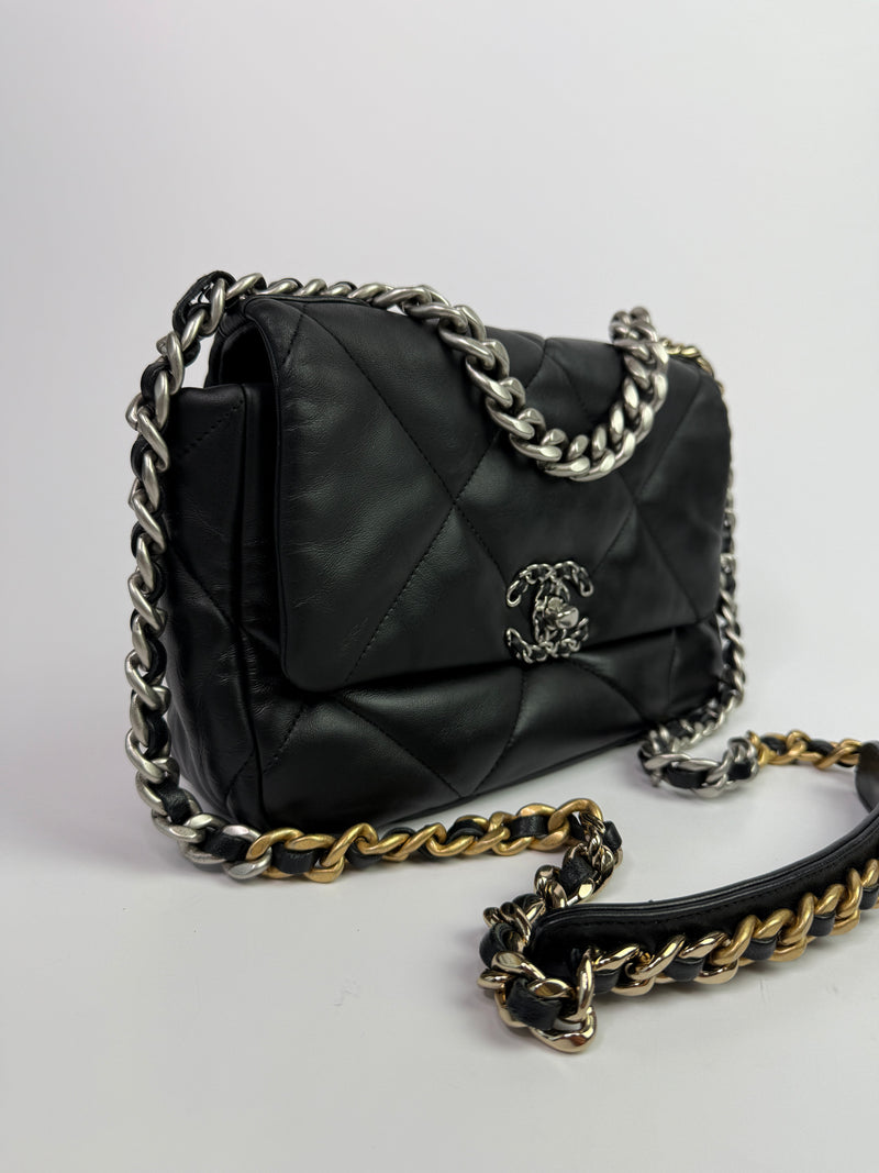 Chanel 19 Small In Black Lambskin Leather