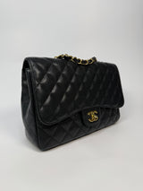 Chanel Classic Jumbo Single Flap In Black Caviar Leather With GHW