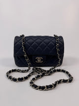 Chanel Mini Rectangle Flap Bag In Navy Lambskin With SHW