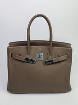 Hermès Birkin 30 In Etoupe Clemence Leather With PHW
