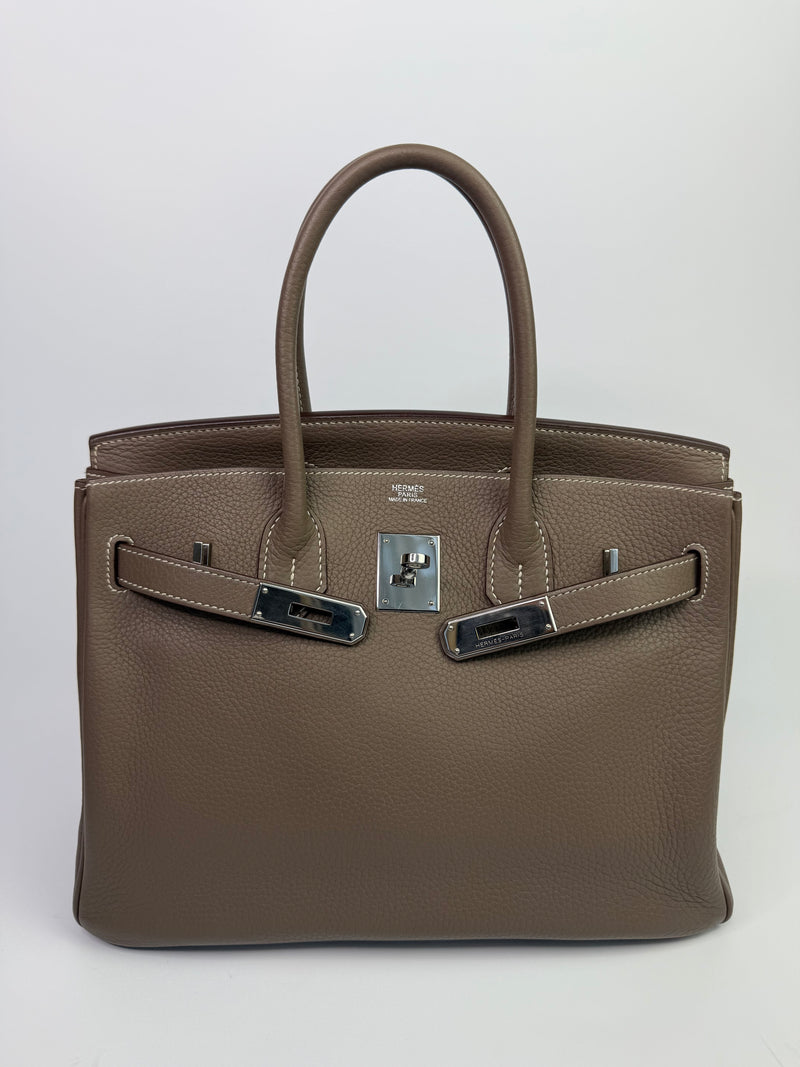 Hermès Birkin 30 In Etoupe Clemence Leather With PHW