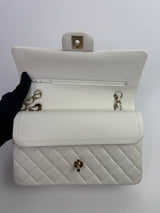 Chanel Medium Classic Double Flap White Caviar Leather With GHW