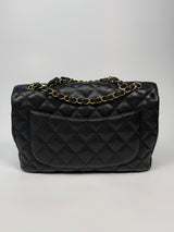 Chanel Classic Jumbo Single Flap In Black Caviar Leather With GHW