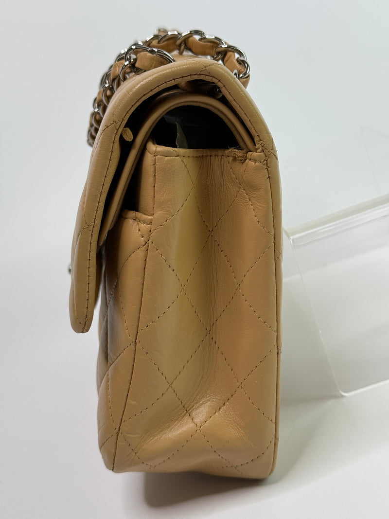 Chanel Medium Classic Double Flap Beige Lambskin With SHW