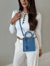 Prada Mini Tote In Powder Blue Saffiano Leather