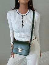Celine Classique Medium Triomphe Bag In Green Calfskin