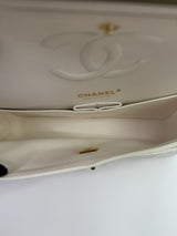 Chanel Medium Classic Double Flap White Caviar Leather With GHW
