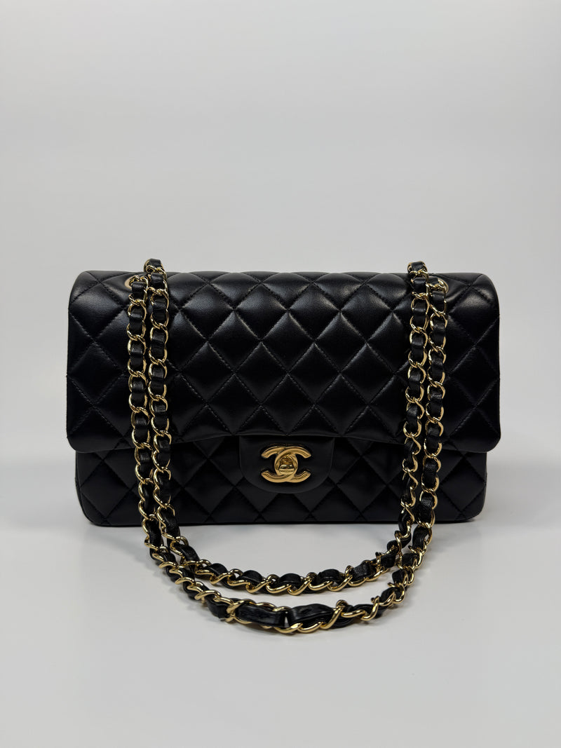 Chanel Medium Classic Double Flap Black Lambskin With GHW