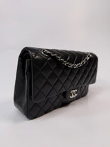 Chanel Medium Classic Double Flap Black Lambskin Leather With SHW