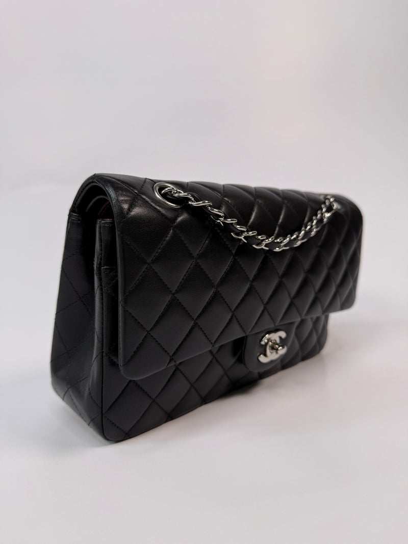Chanel Medium Classic Double Flap Black Lambskin Leather With SHW