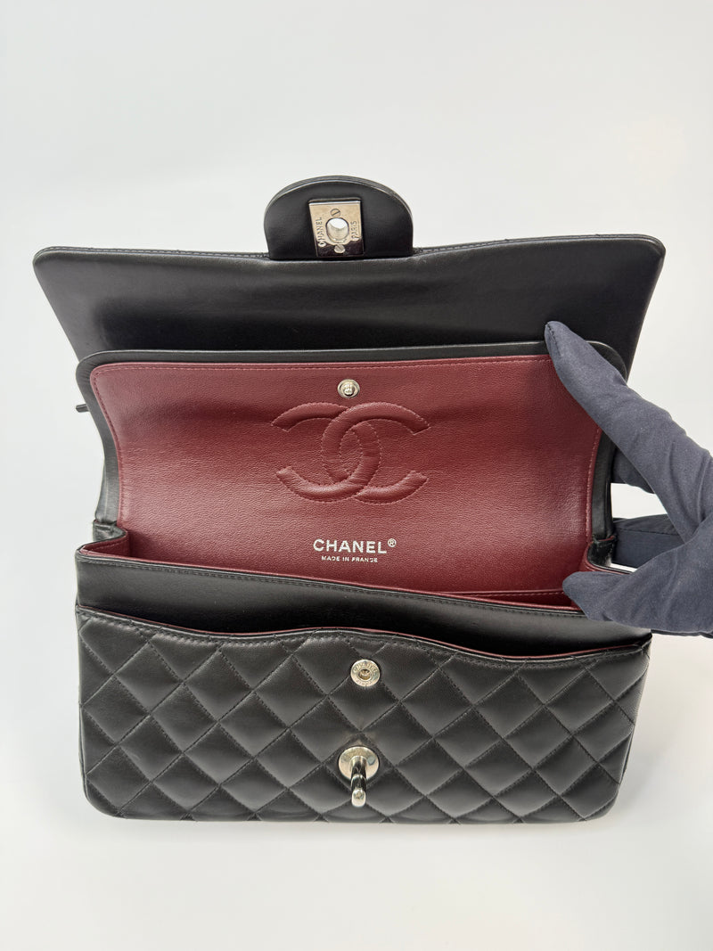 Chanel Medium Classic Double Flap Black Lambskin Leather With SHW