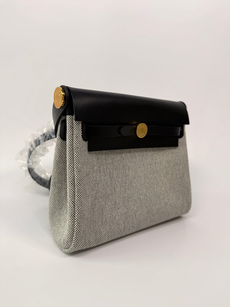 Hermès Herbag Zip 20 Ecru Beige Viking Canvas and Nior Vache GHW