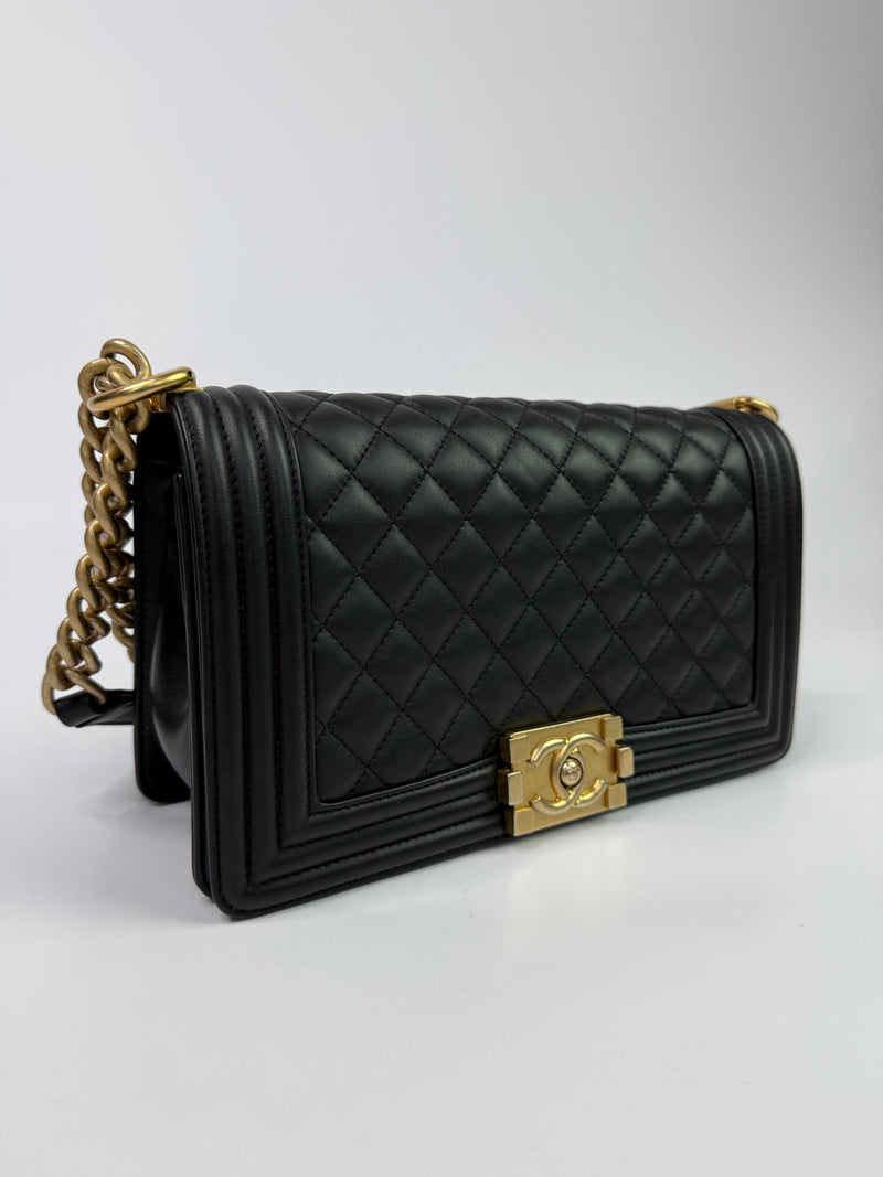 Chanel Boy Bag Medium In Black Lambskin GHW