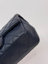 Chanel Mini Rectangle Flap Bag In Navy Lambskin With SHW