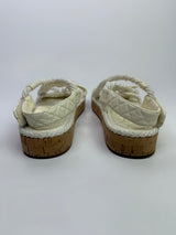 Chanel Ivory Cord And Lambskin Sandals (Size 38/UK5)