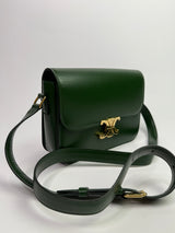 Celine Classique Medium Triomphe Bag In Green Calfskin