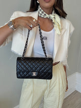 Chanel Medium Classic Double Flap Black Lambskin Leather With SHW