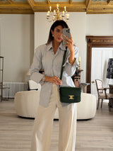 Celine Classique Medium Triomphe Bag In Green Calfskin