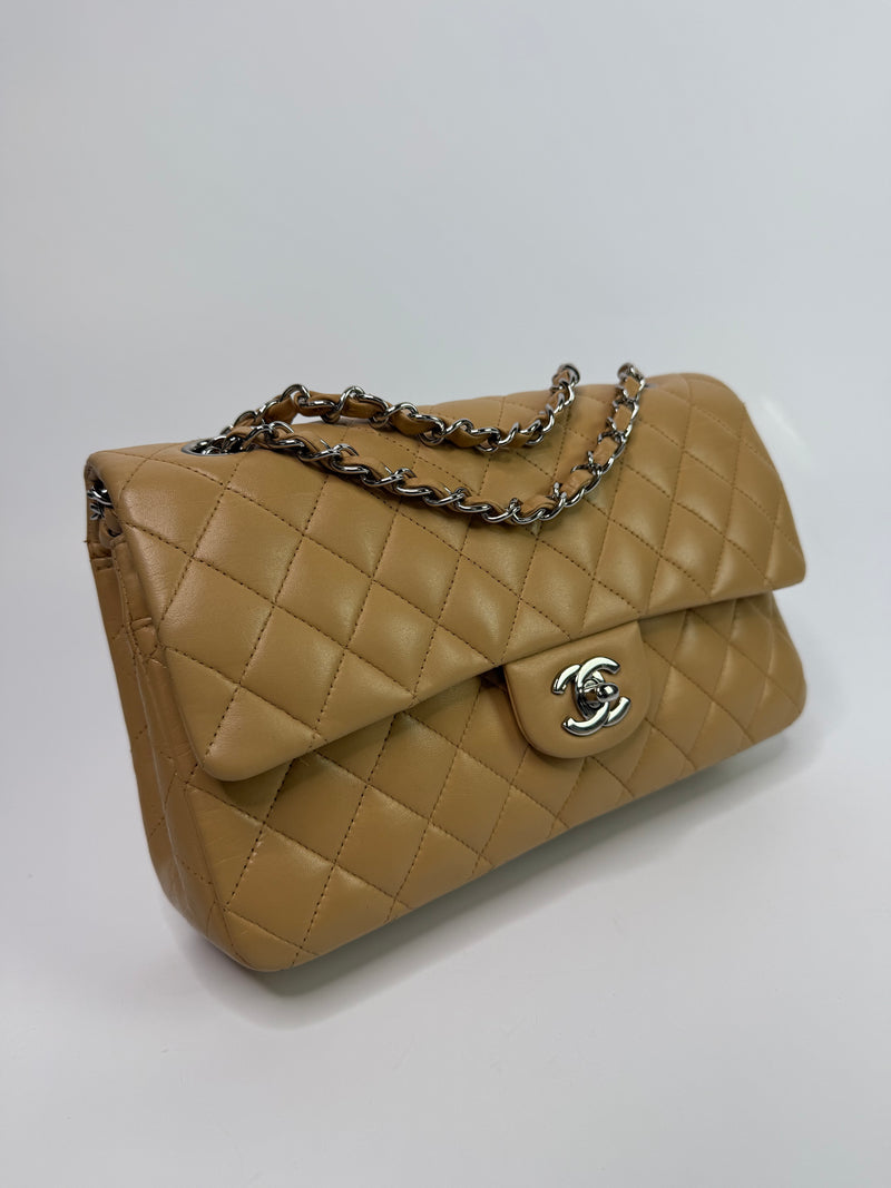 Chanel Medium Classic Double Flap Beige Lambskin With SHW