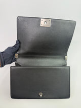 Chanel Boy Bag Large In Black Calfskin Leather SHW