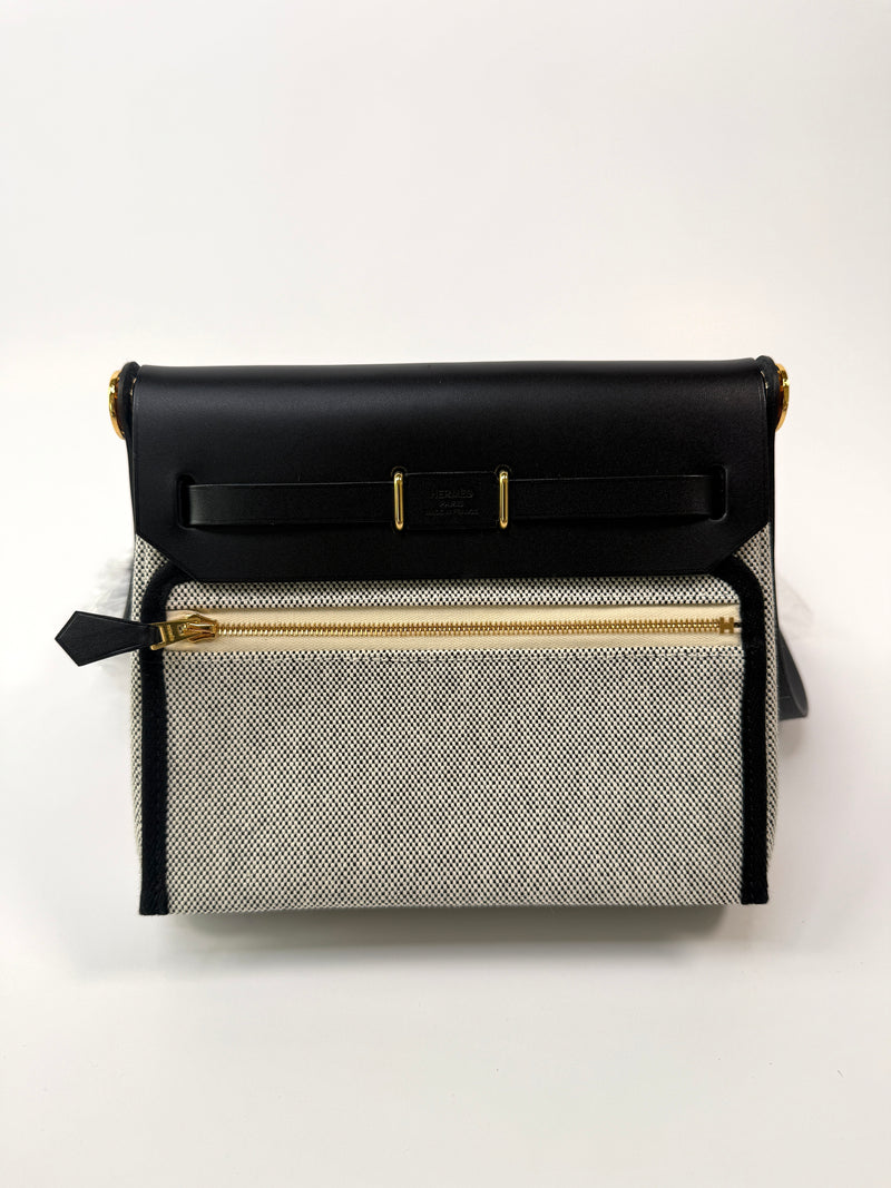 Hermès Herbag Zip 20 Ecru Beige Viking Canvas and Nior Vache GHW