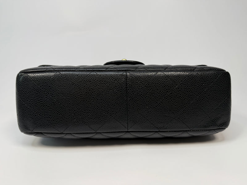 Chanel Classic Jumbo Single Flap In Black Caviar Leather With GHW