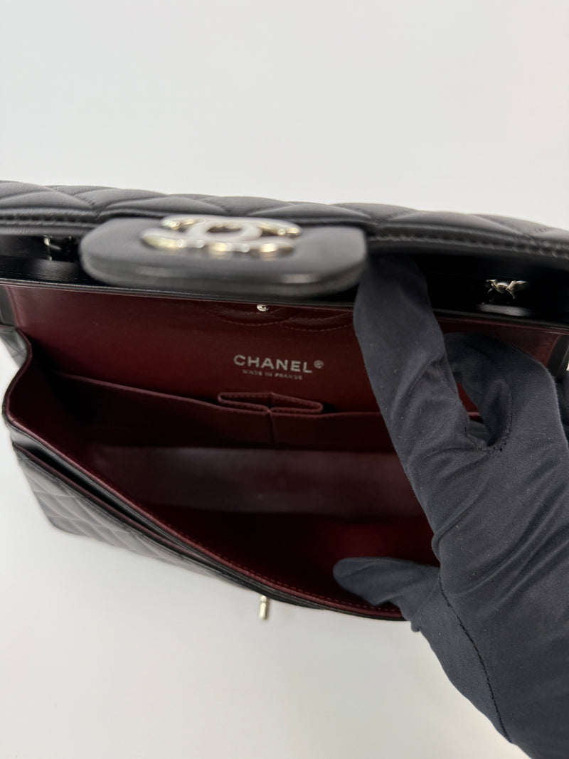 Chanel Medium Classic Double Flap Black Lambskin Leather With SHW