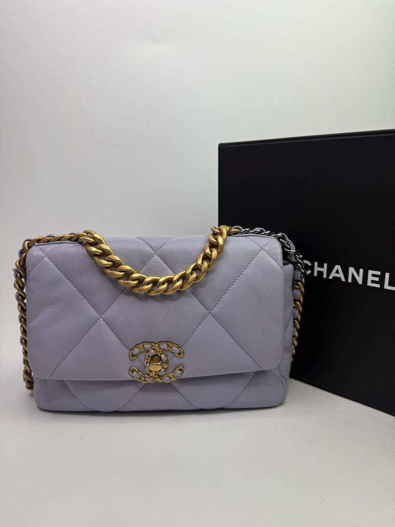 Chanel 19 Small In Lilac Lambskin Leather