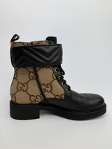 Gucci Logo Plaque Monogram Panelled Ankle Boots (Size 41/UK7)