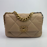 Chanel 19 Small Flap Bag In Beige Lambskin Leather