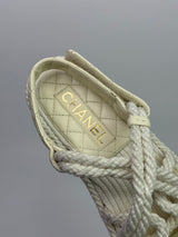 Chanel Ivory Cord And Lambskin Sandals (Size 38/UK5)